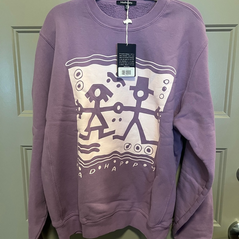 Madhappy Purple Crewneck with Stick Figure Design